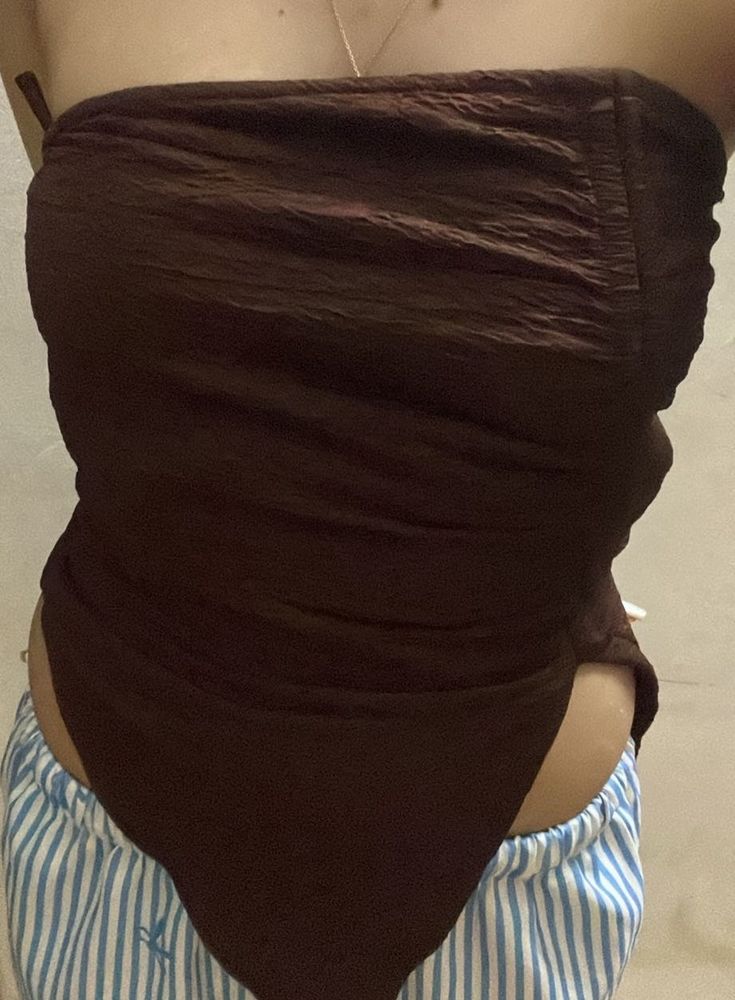 Brown Textured Tube Top