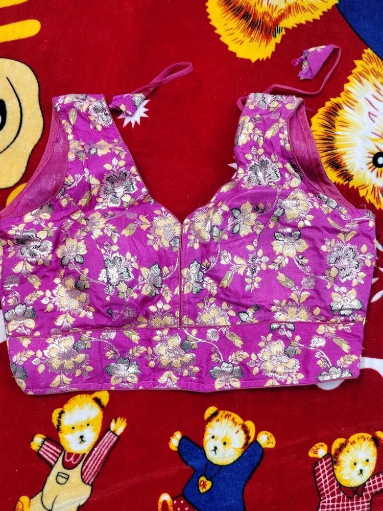 Floral Print Readymade Saree Blouse