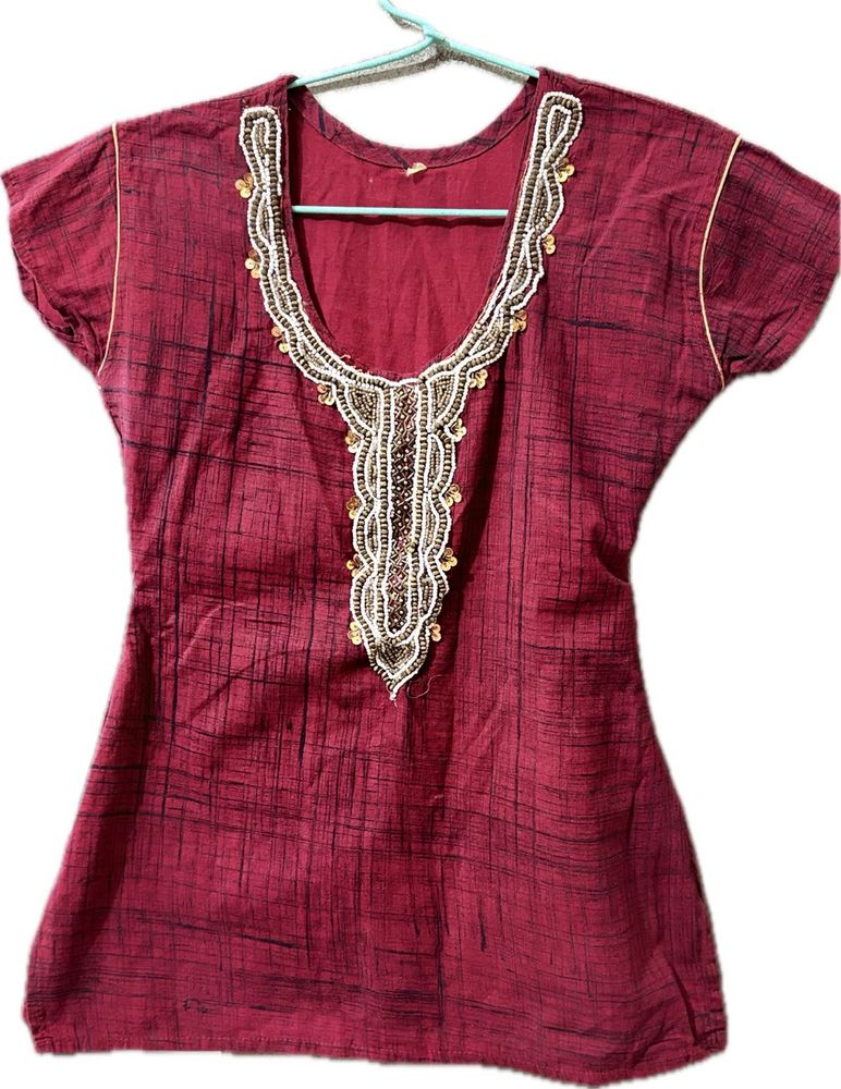 Maroon Embroidered Tunic