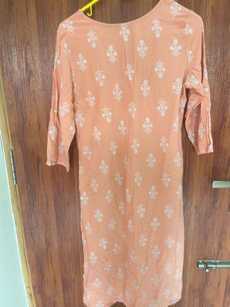 Peach Printed Kurta