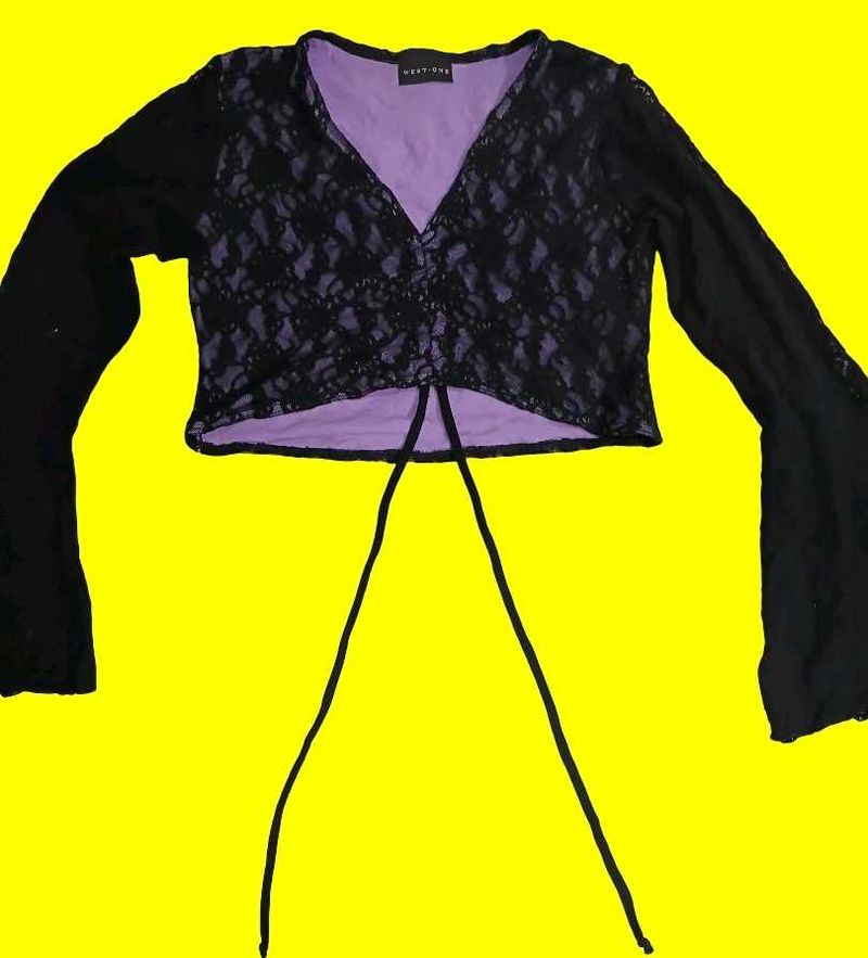Lace Long Sleeve Crop Top