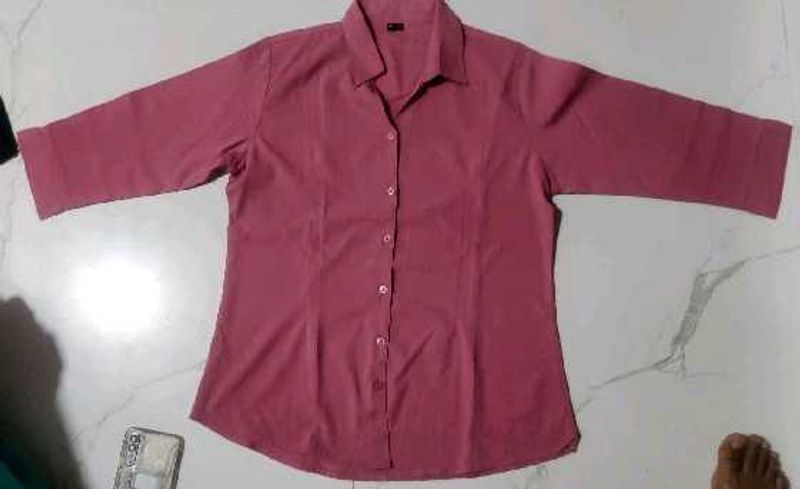 Peach 3/4 Sleeve Button-Up Shirt Small