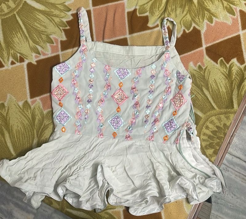 Embroidered Sleeveless short top