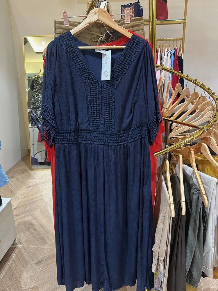 Plus Size Elegant Navy Blue Dress