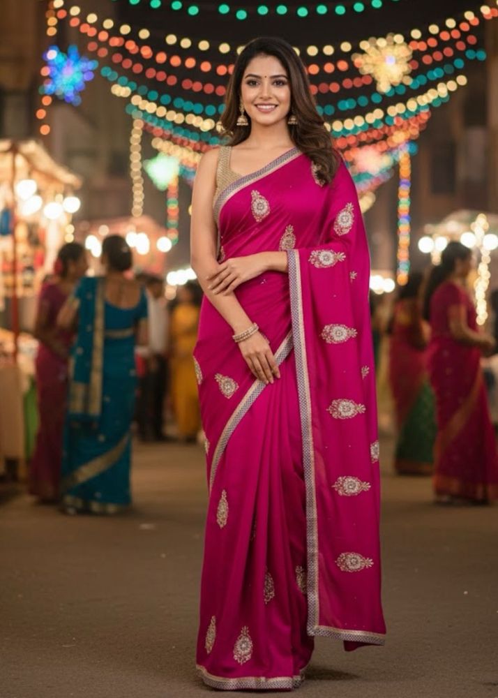 Elegant Pink Silk Saree