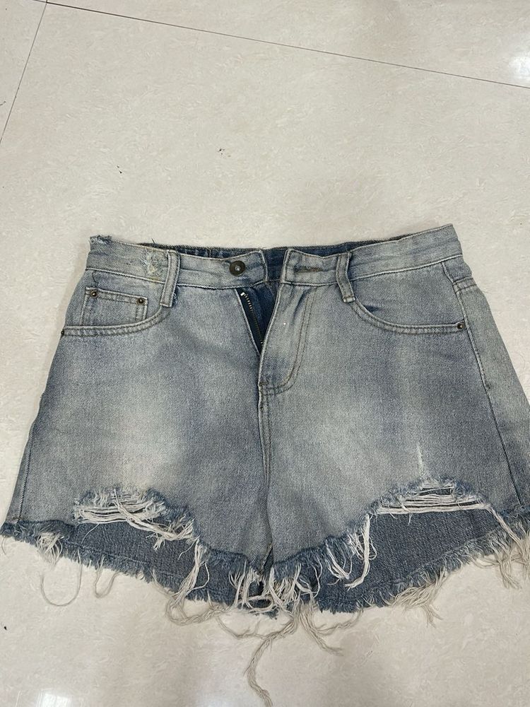 Ripped Denim Shorts