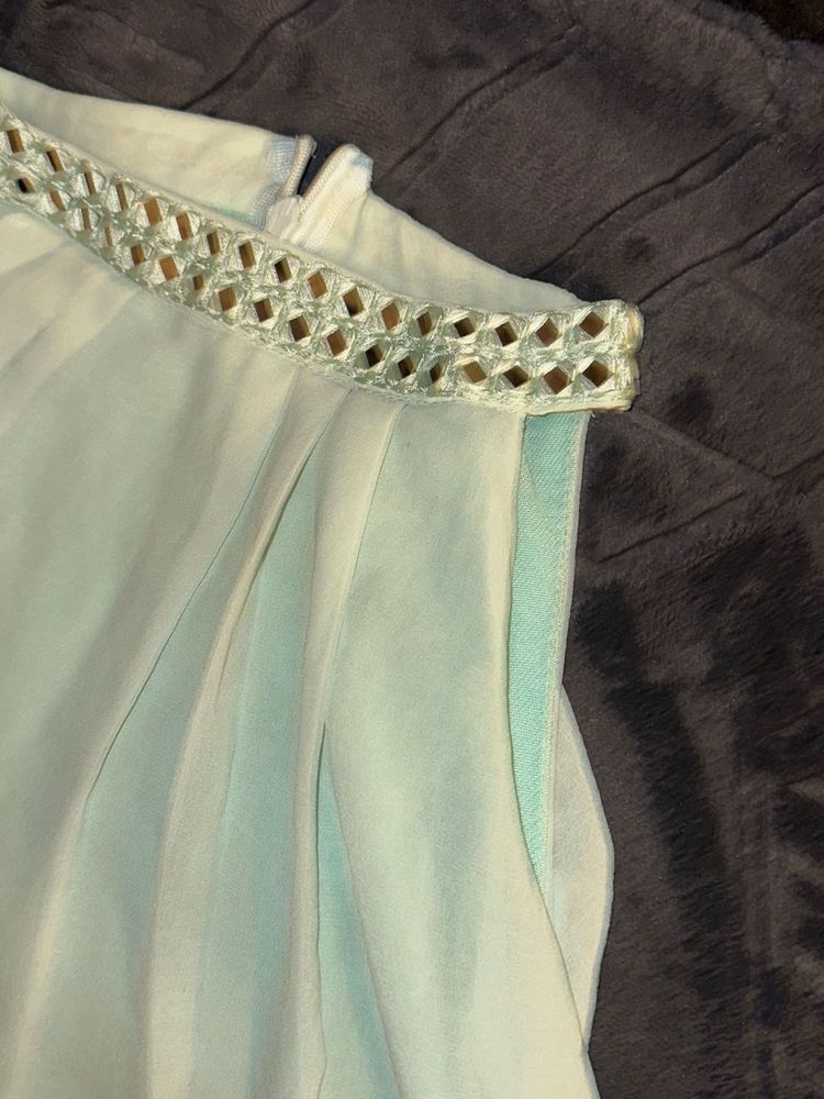 Green Sleeveless Indowestern and Western Top