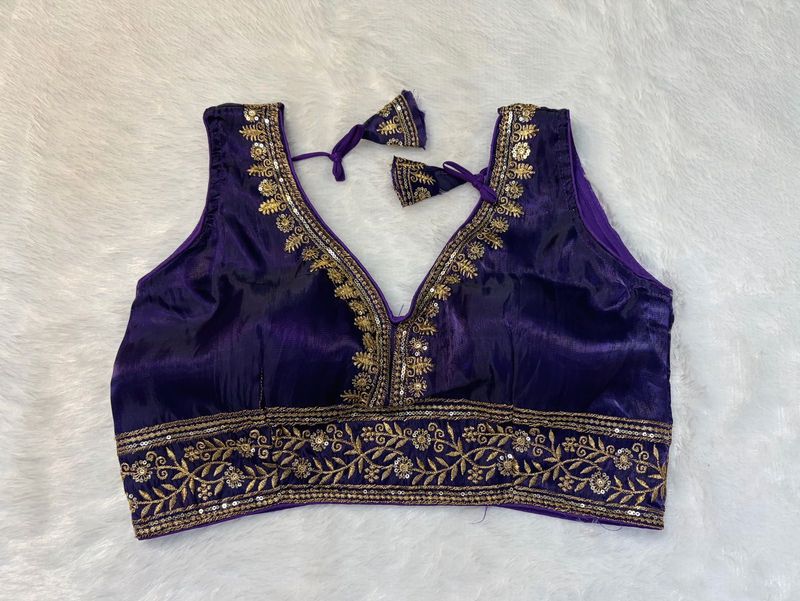 Elegant Purple Embroidered Blouse