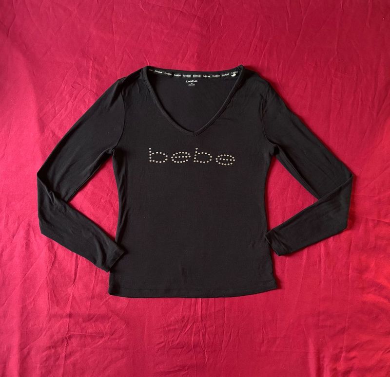 Bebe Black Long Sleeve Top