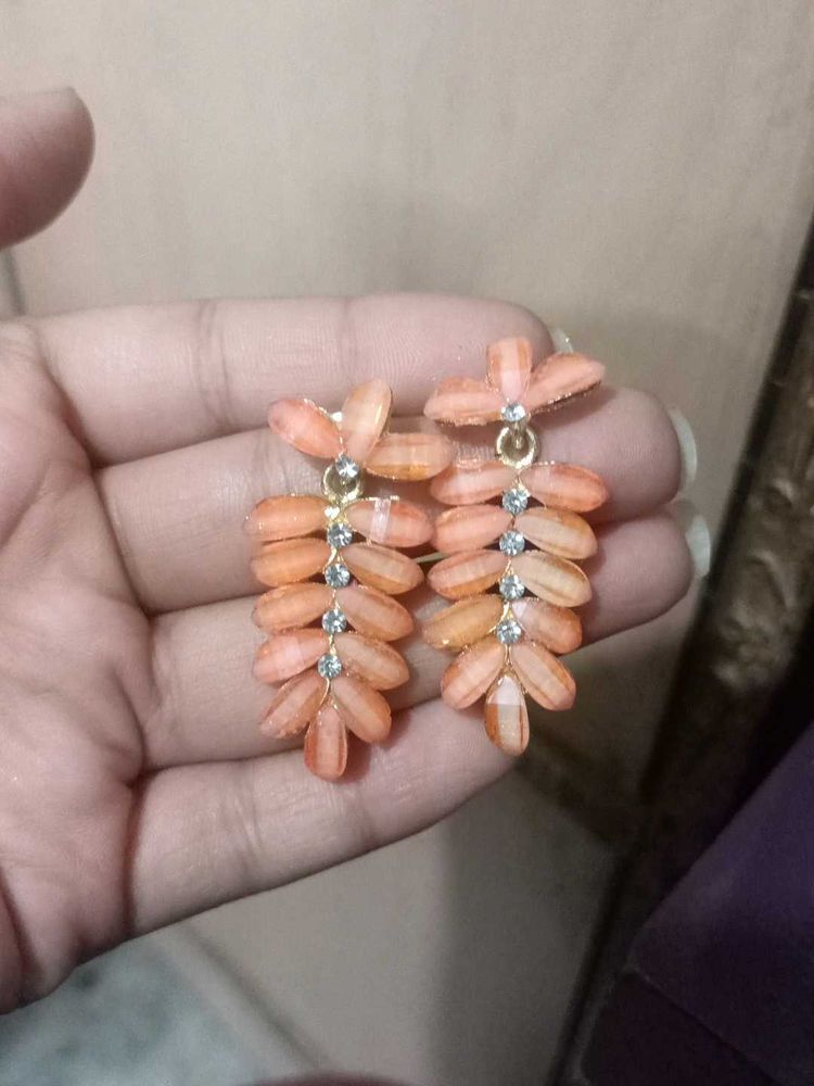 Stylish Peach Drop Earrings