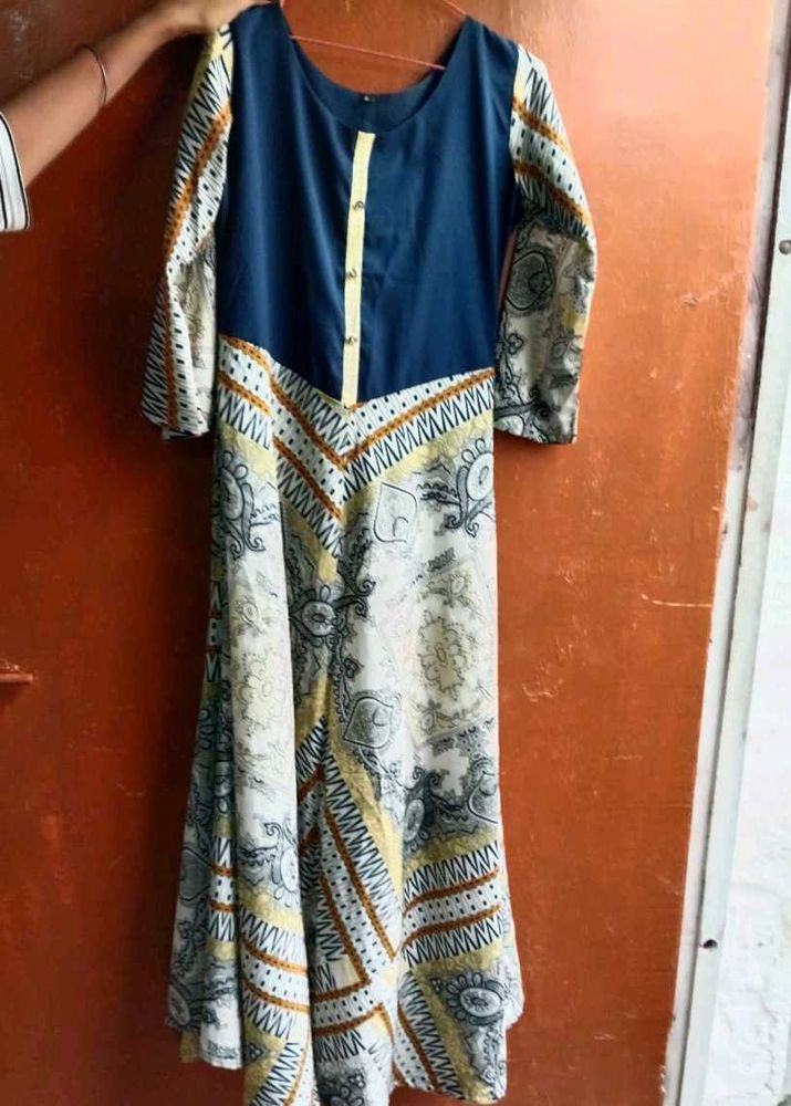 💃 Printed Flared Long Kurti Dress 💙