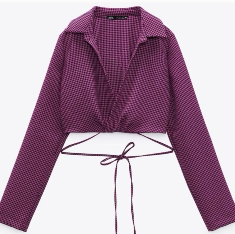 Zara Cropped Tie-Front Top