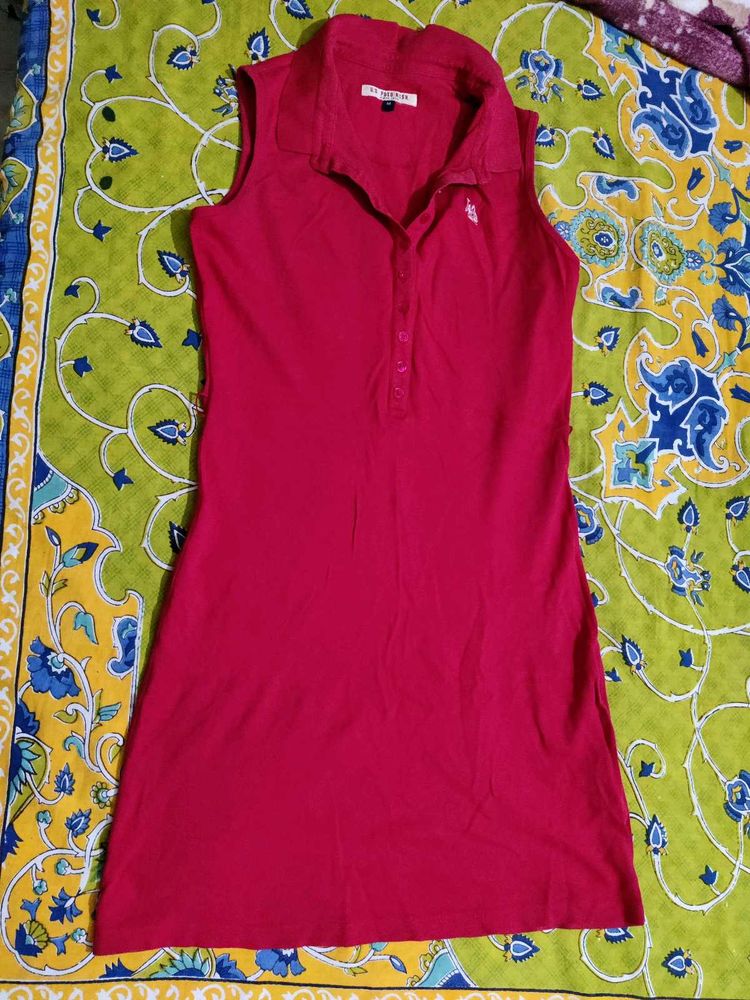 Red Polo Sleeveless Mini Dress