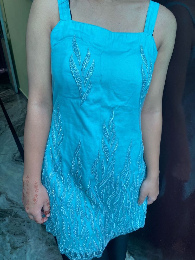 Blue Embroidered Kurta
