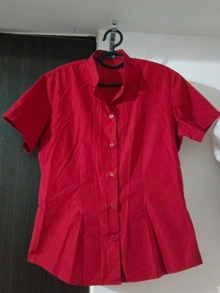 Women Red Half Sleeve Shirt