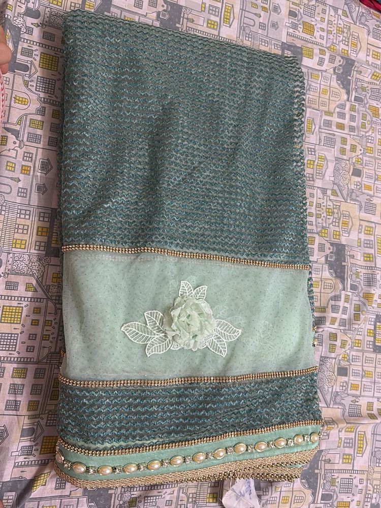 Elegant Green Embellished Saree