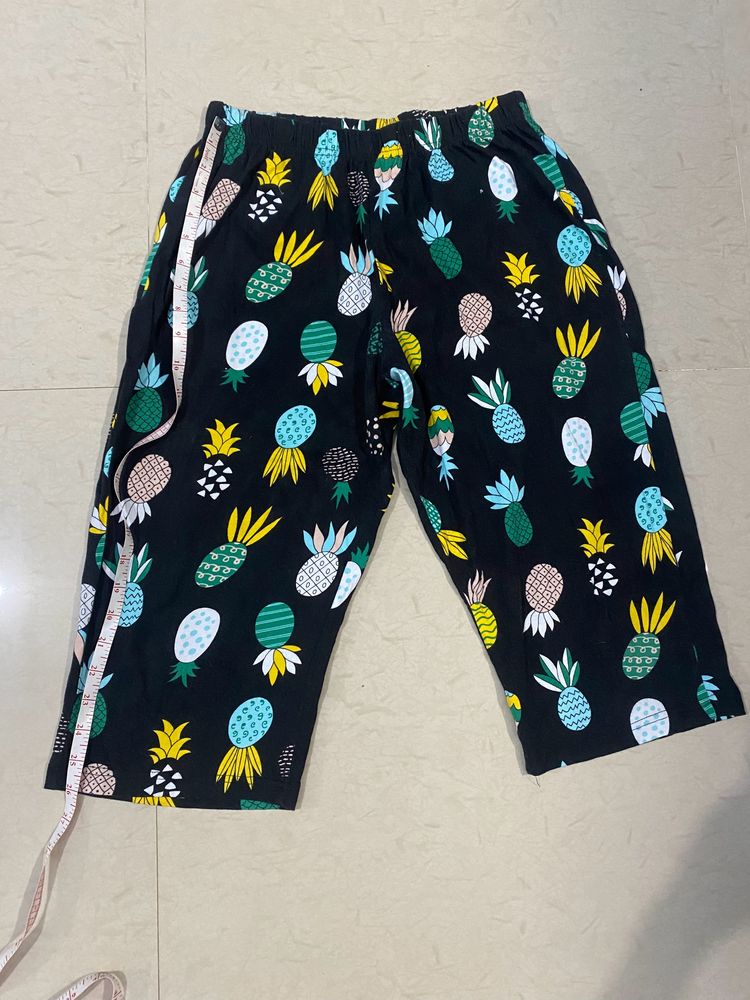 Pineapple Printed 2/3 Casual Cotton Pant