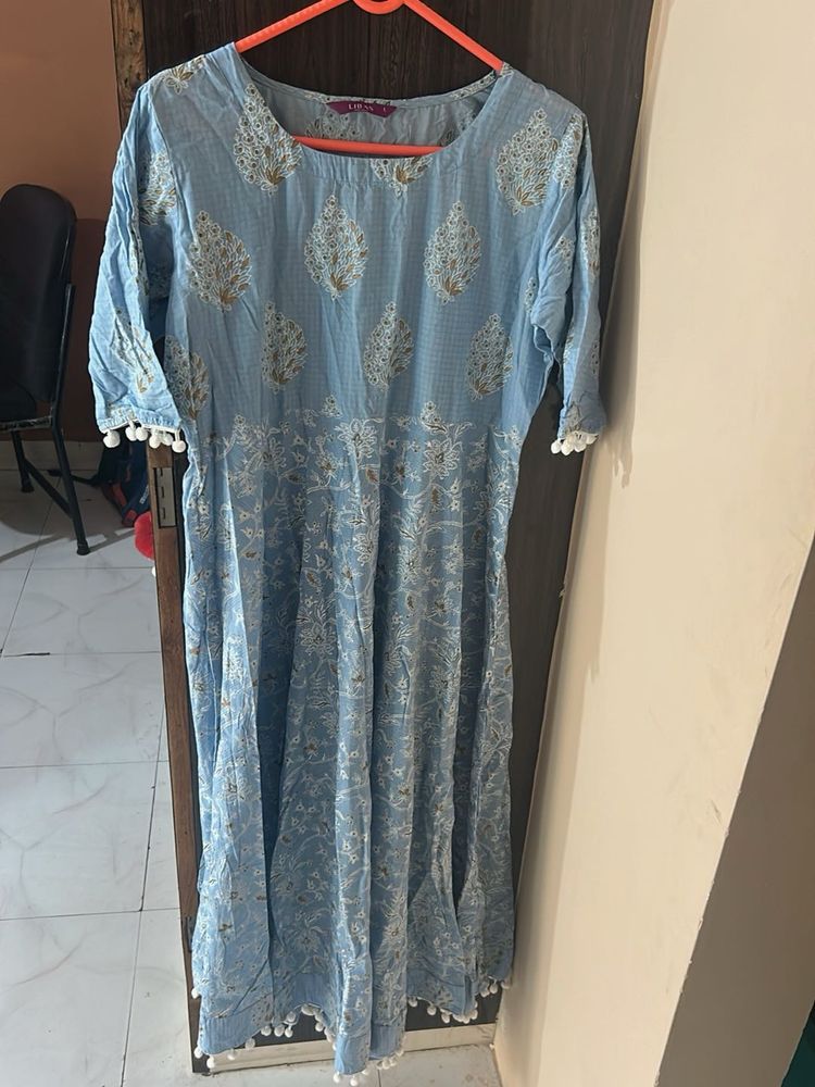 Blue Printed Dress/ Gown