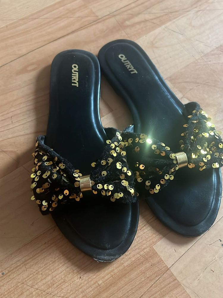 Beautiful Black Golden Flats