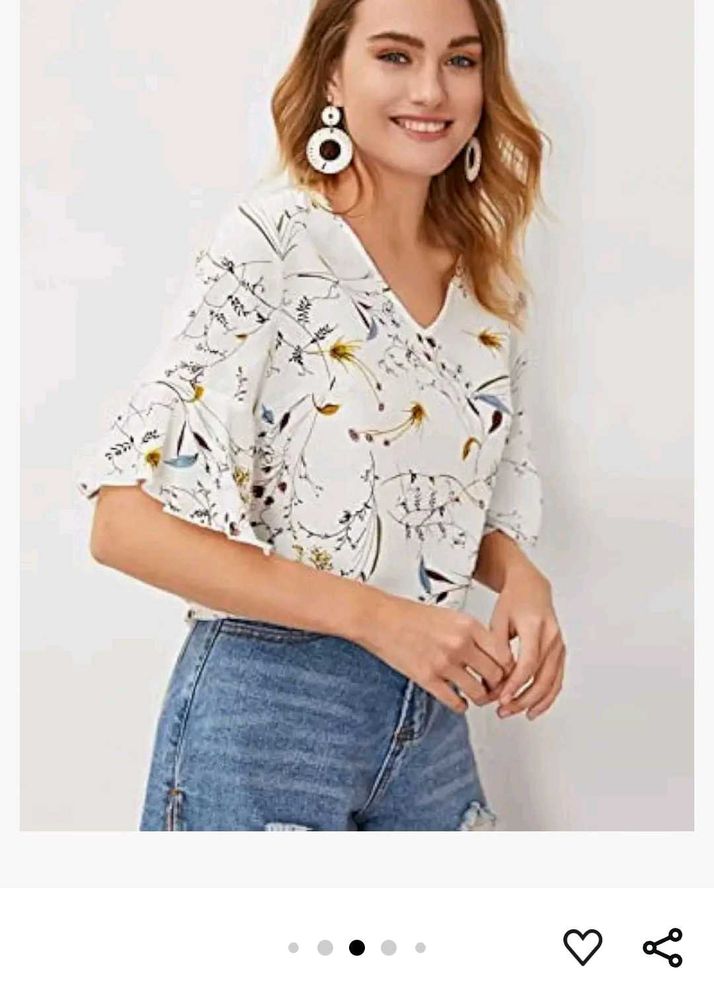 Botanical Print Long-Sleeve Blouse - Size Medium