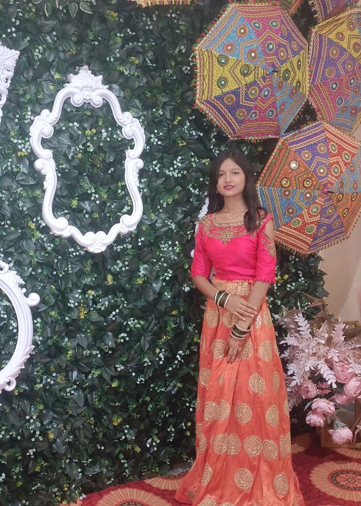 Pink And Orange Embroidered Lehenga🌟🤩