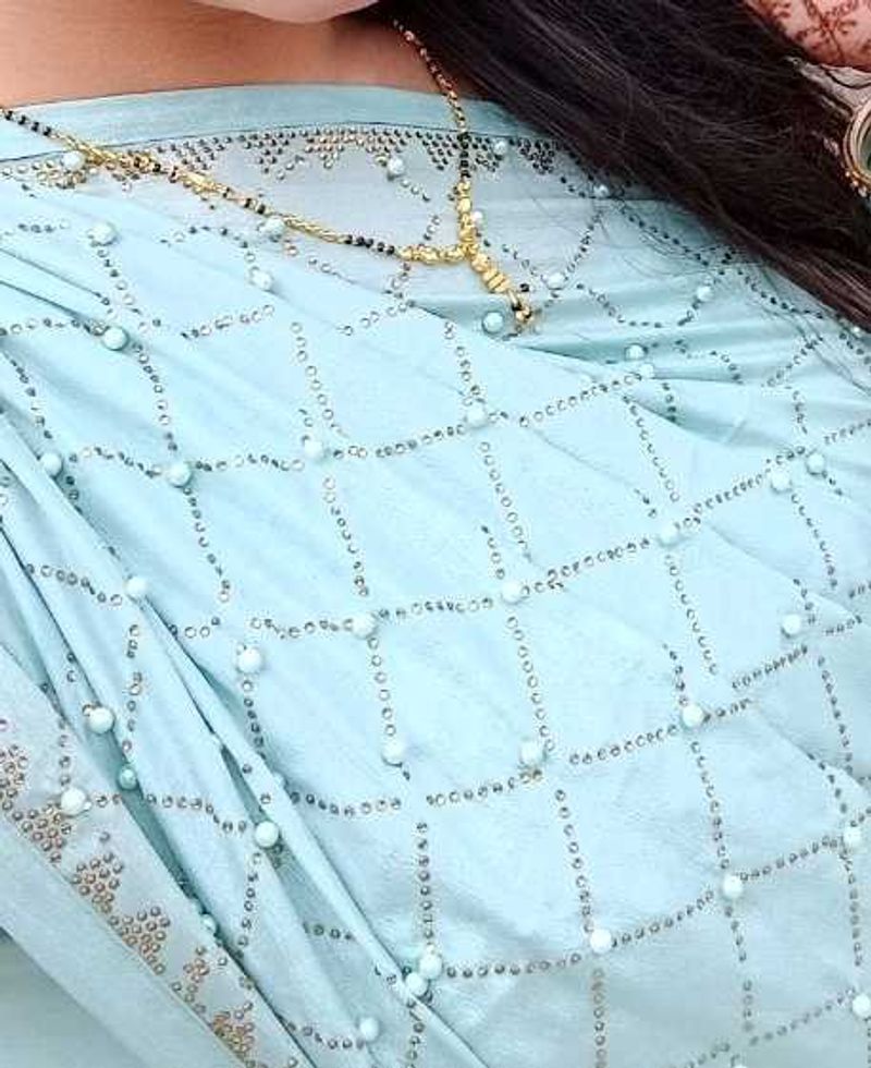 Light Blue Embellished Saree