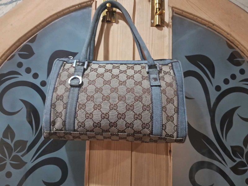 Gucci Brown GG Canvas Boston Bag Beige Green