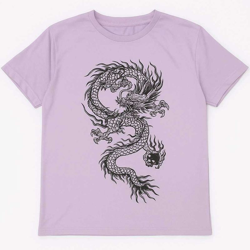 mauve Chinese dragon printed tshirt
