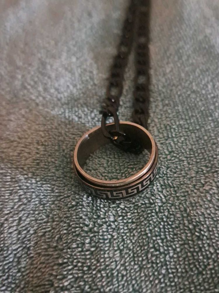 Stainless Black Chain With Ring