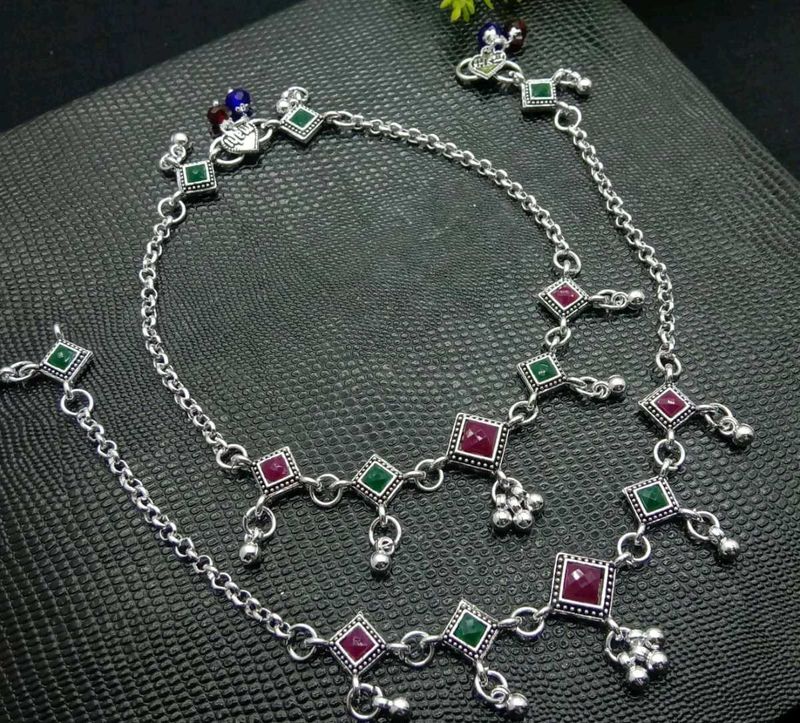 Silver Oxidized Anklet (New)