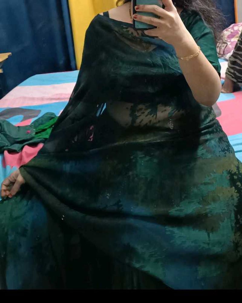 new brasso olive Green Printed Saree