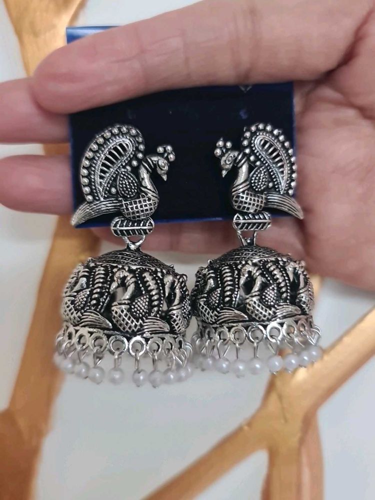Peacock Jhumka Earrings