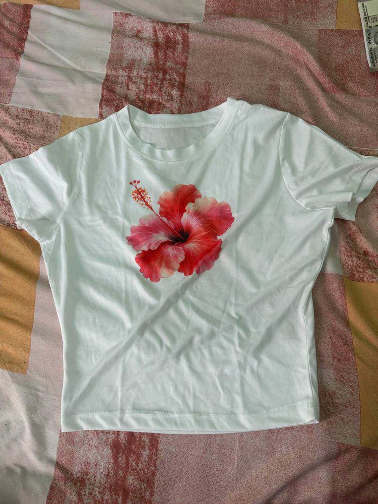 Basic Flower Print Crop Top