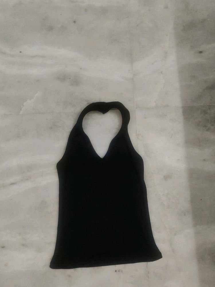 Black Halter Neck Top For Women