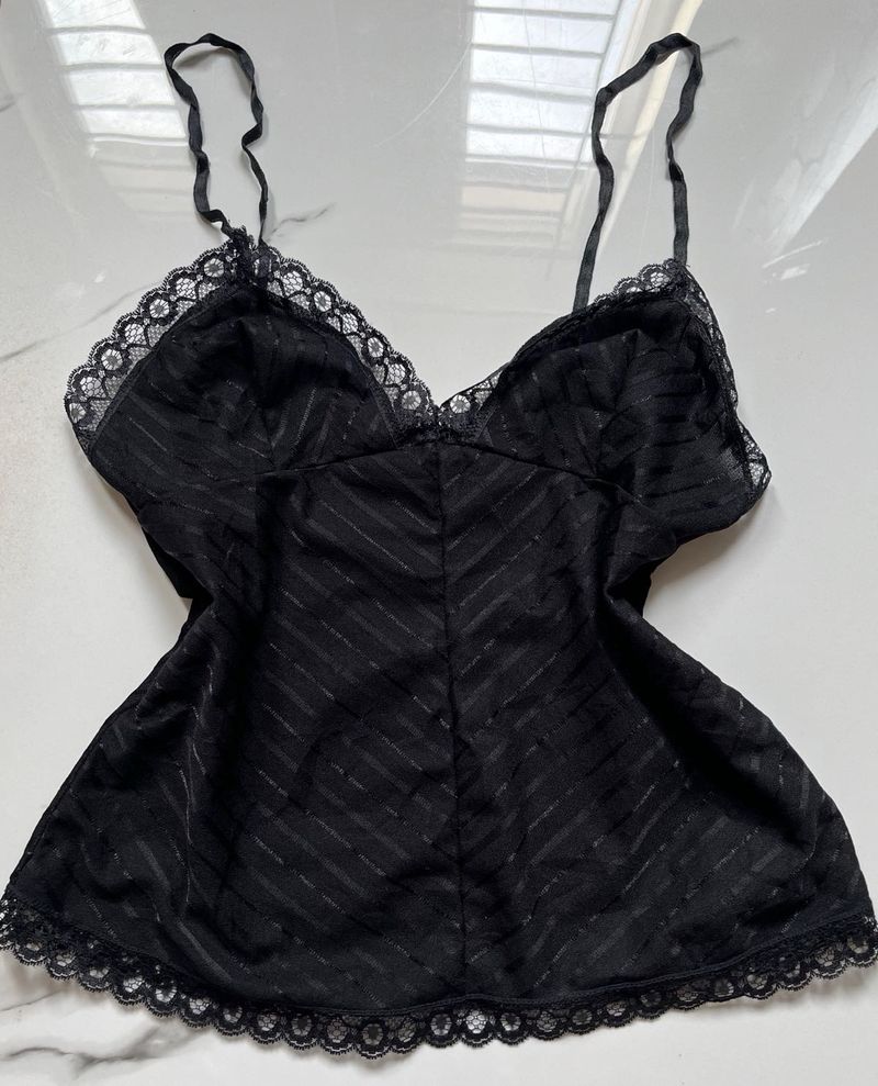 Black Lace Trim Cami Top