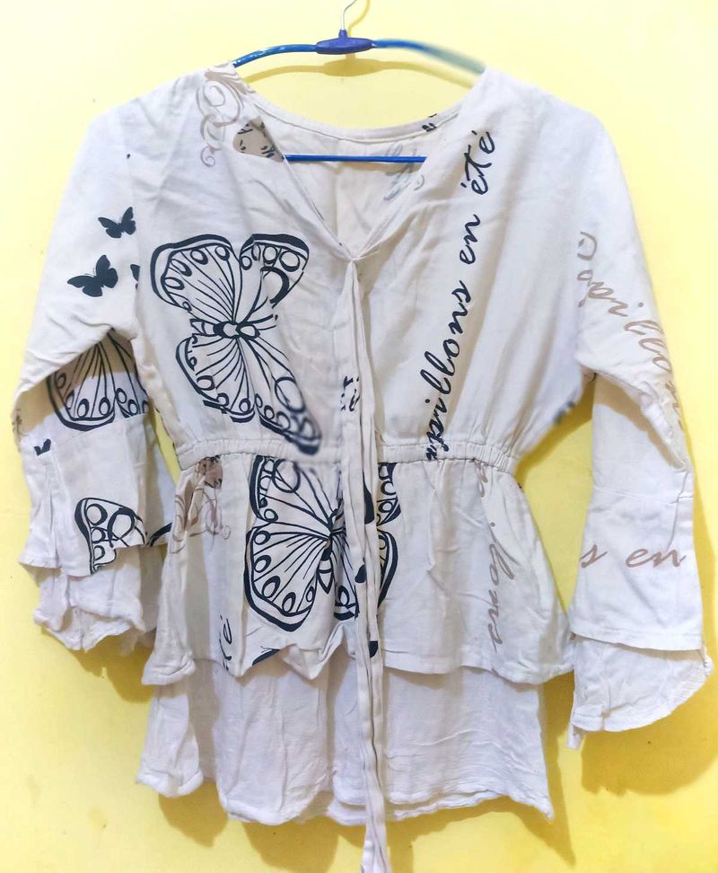 Butterfly Print Layered Top