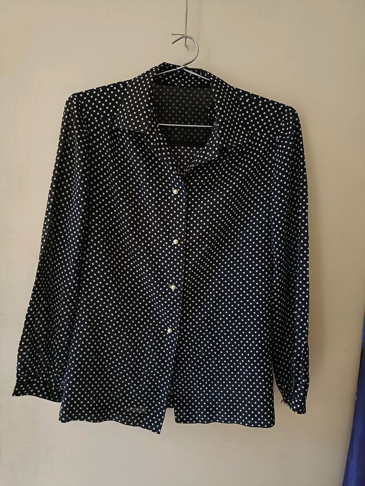 Price Drop ✅Polka Dot Black Shirt For Women