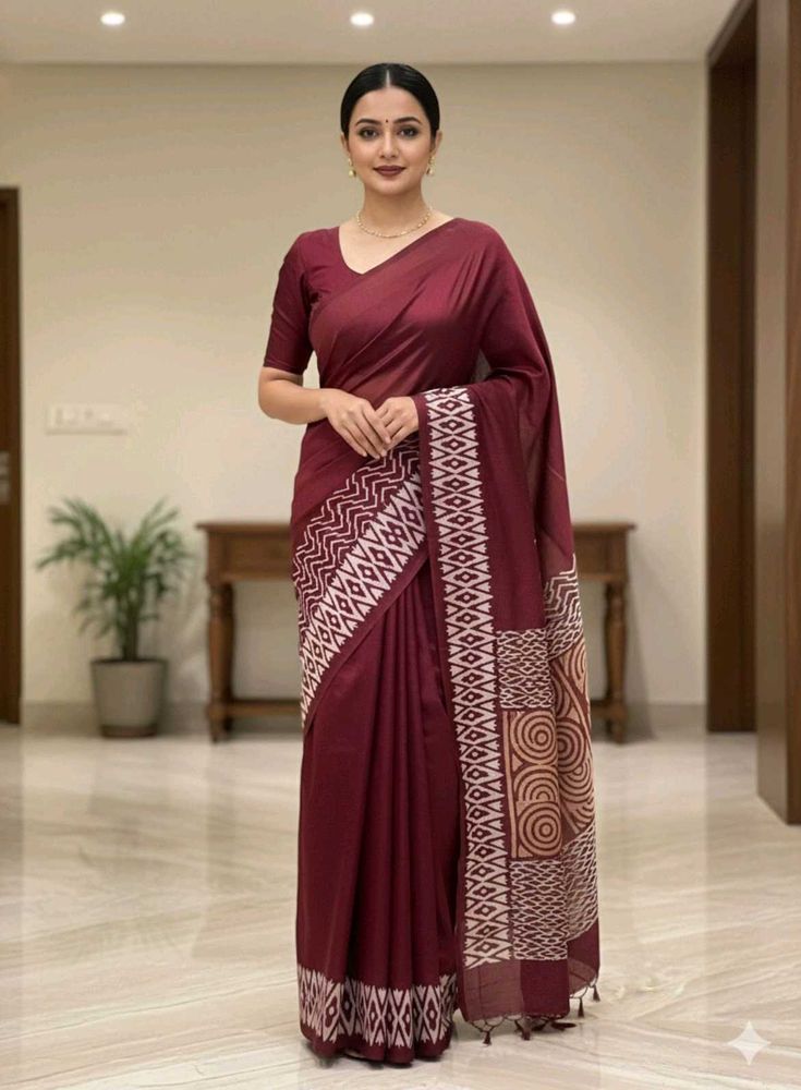 Elegant Maroon Pure Silk Saree
