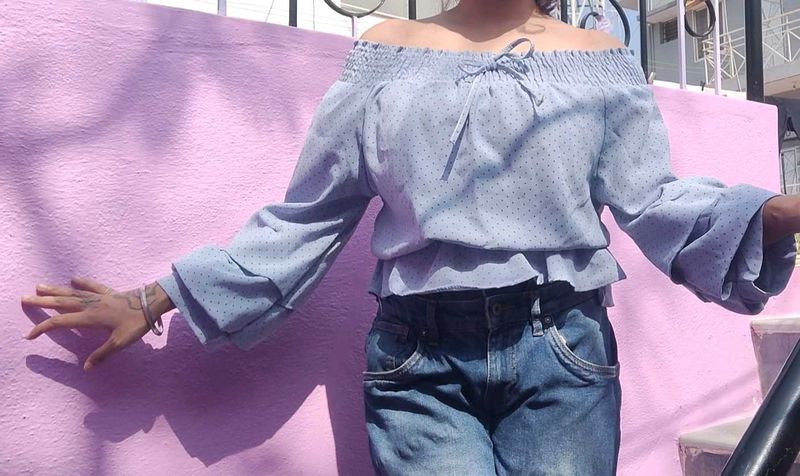 Chic Blue Polka Dot Top