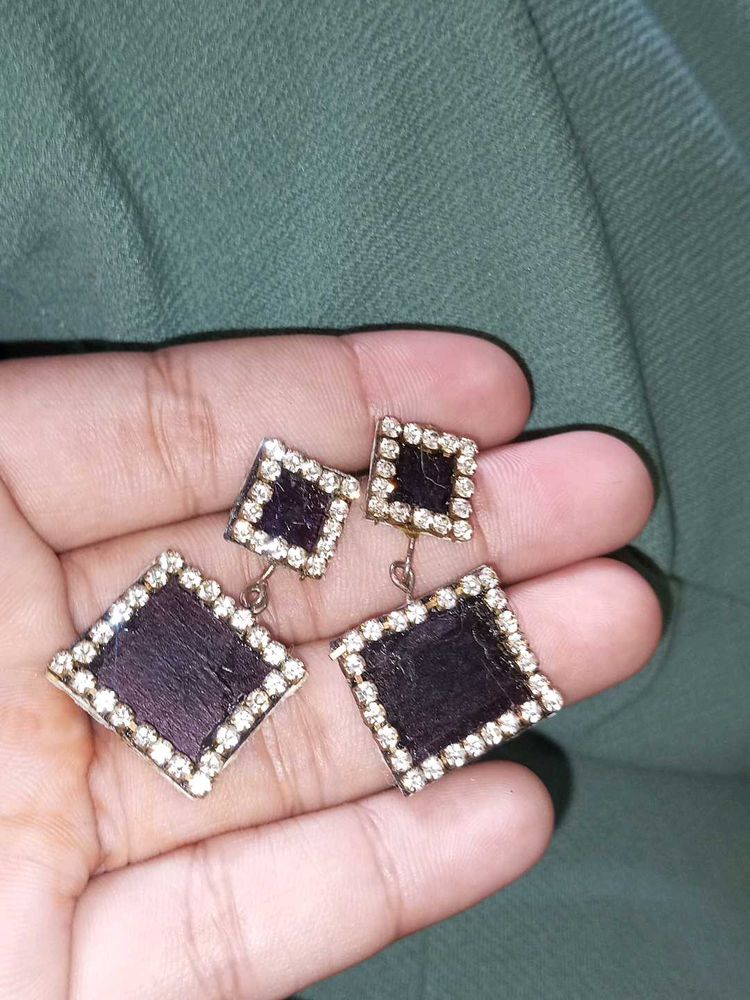 Square Rhinestone Earrings