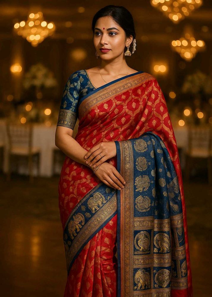 Elegant Red Banarasi Saree