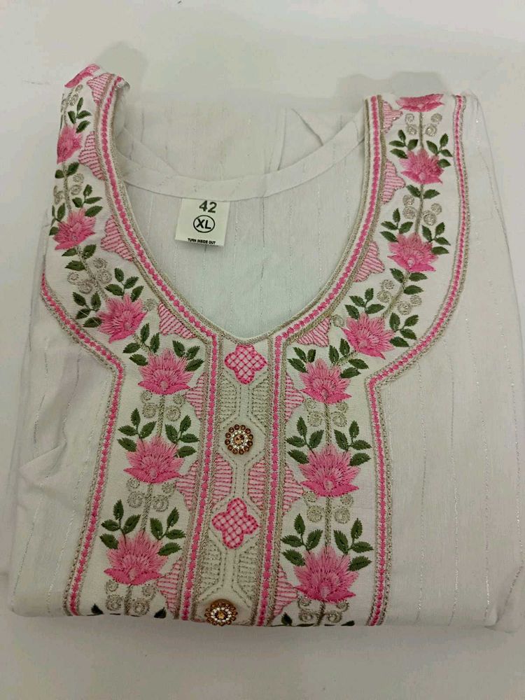 White Embroidered Kurti