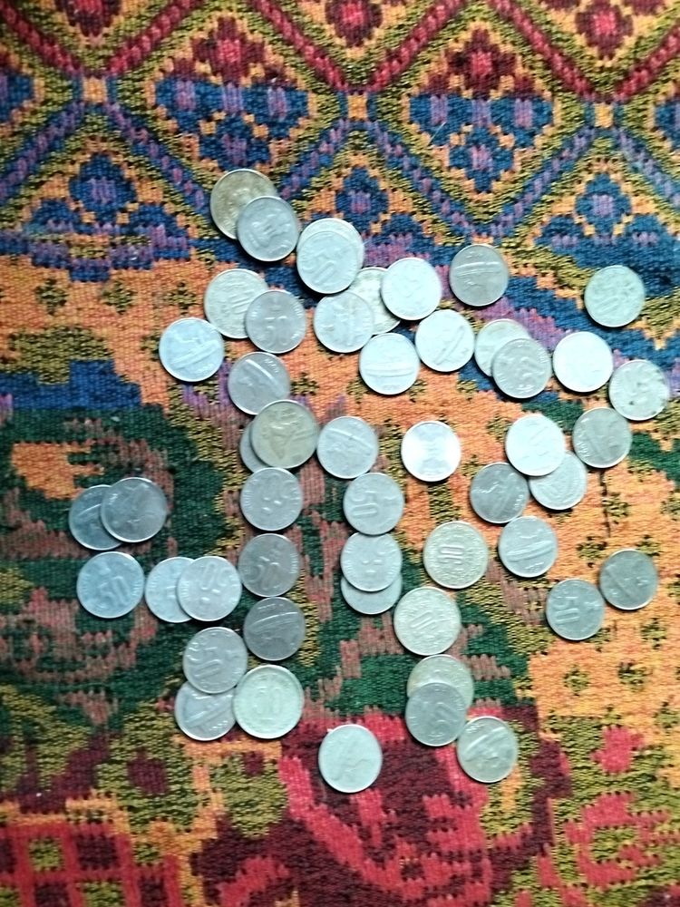 Fifty Pieces Of 50 Paisa Coins