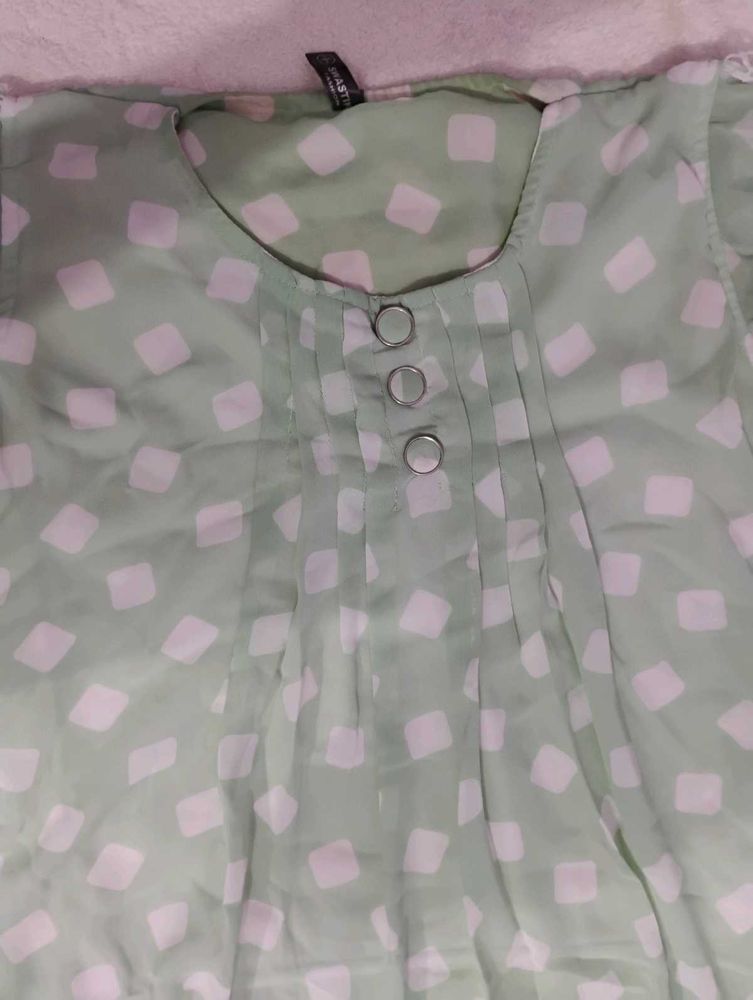 Mint Green Polka Dot Top