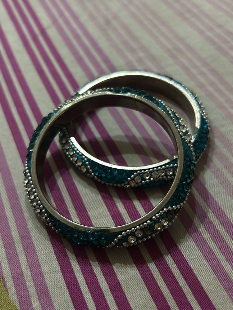 Blue And Silver Stone Bangles 2