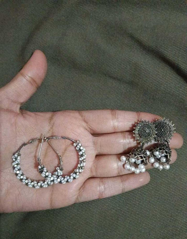 Earring Set - Hoop &amp; Jhumka Style