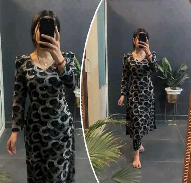 Elegant Black &amp; Silver Midi Dress