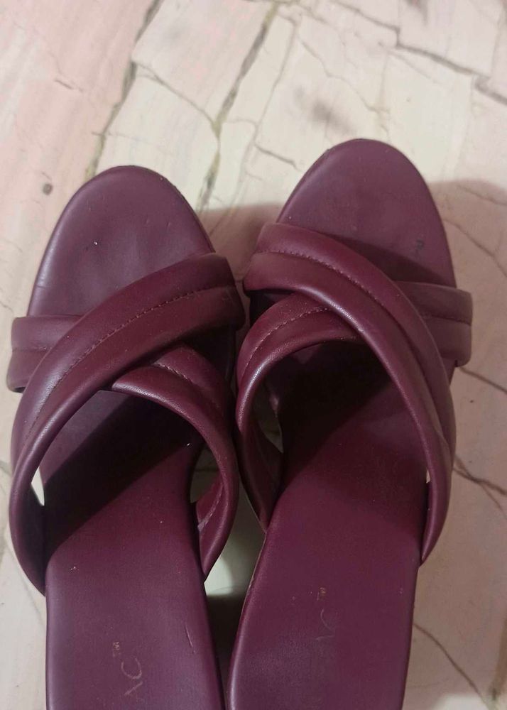 Burgundy Criss-Cross Slides