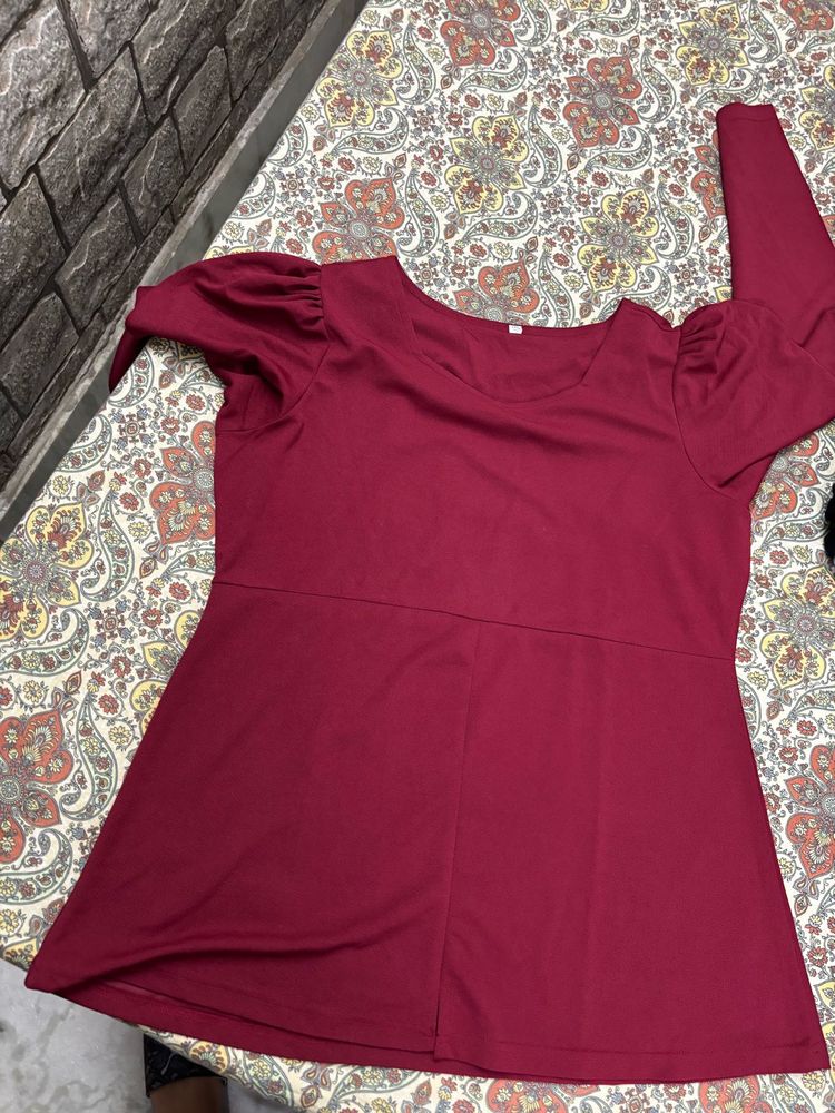 Burgundy Long Sleeve Coord Set | XXL