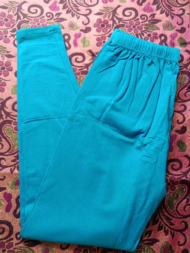 Teal Blue Cotton Leggings